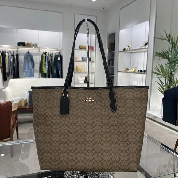 COACH Micro Signature Canvas City Tote Bag CJ942 IMCBI - Picture 2 of 11